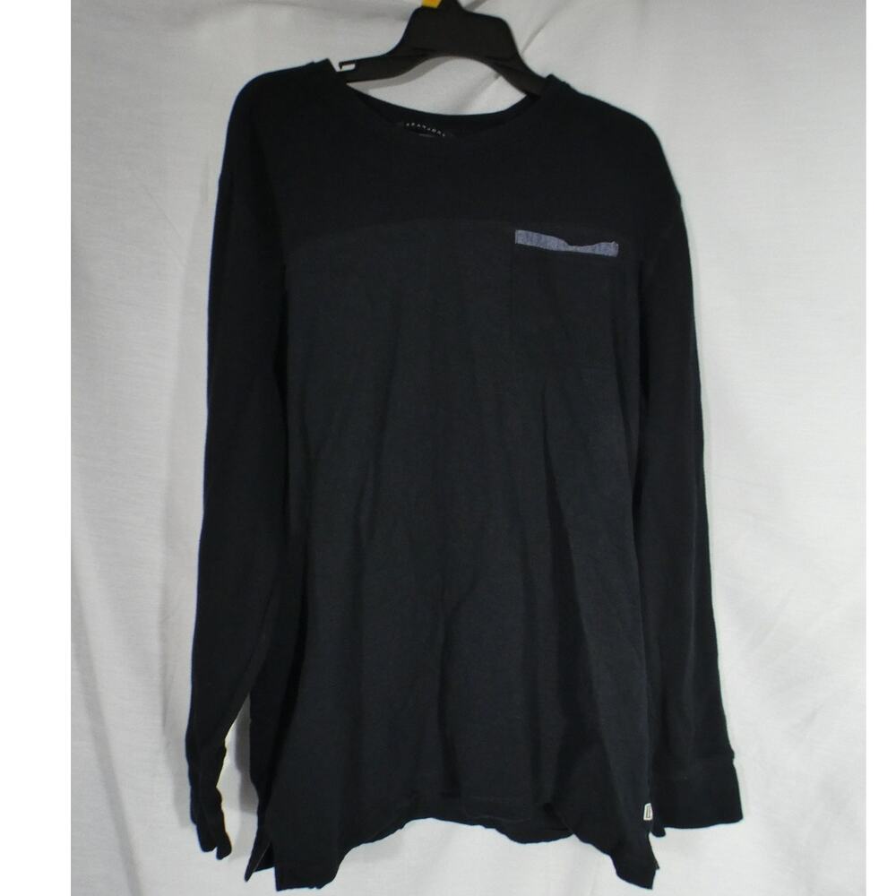 Sean John Men's 2XL Cotton Black Waffle Knit Slub Jersey Long Sleeves Casual